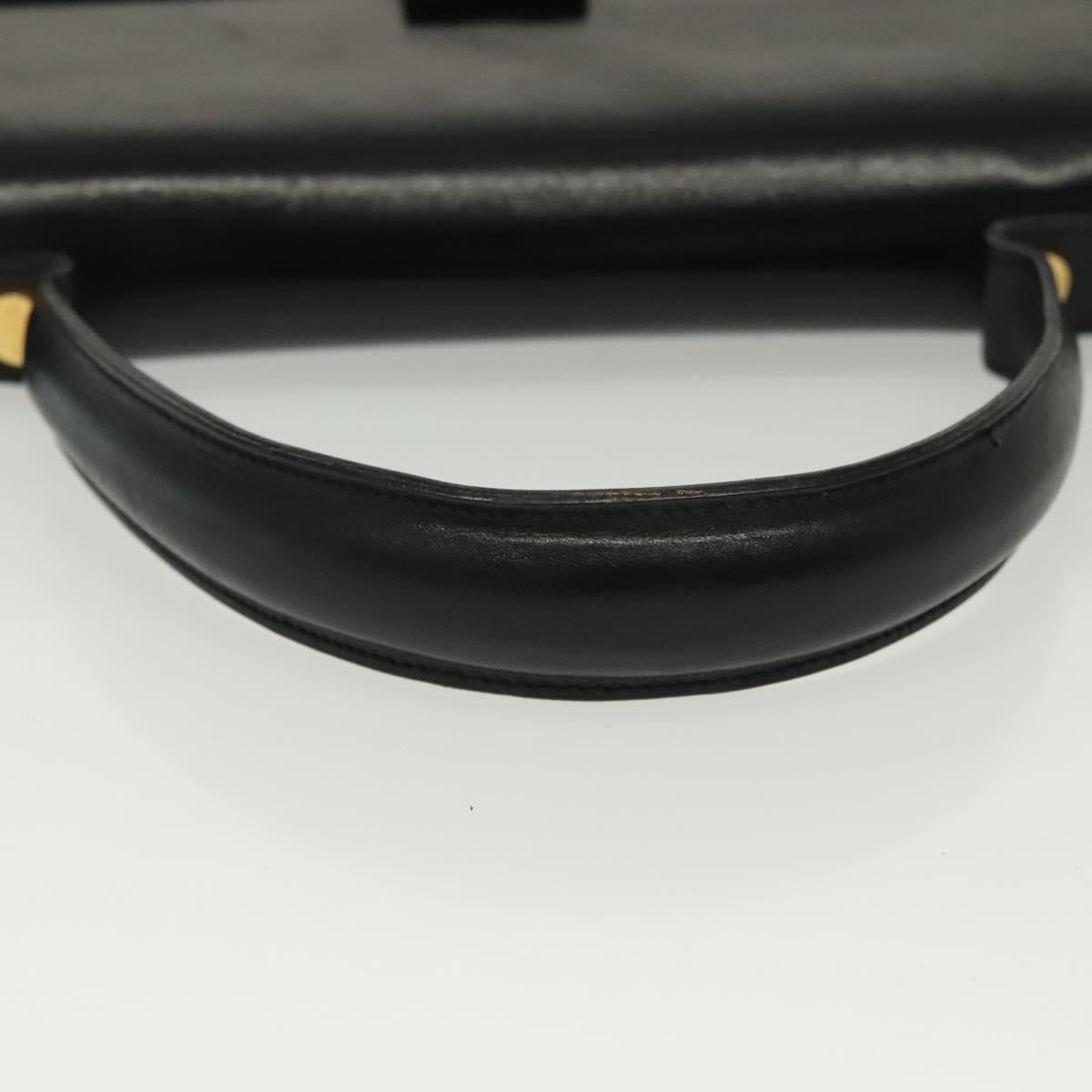 Salvatore Ferragamo Vala Hand Bag Leather Black Gold Auth BA4594