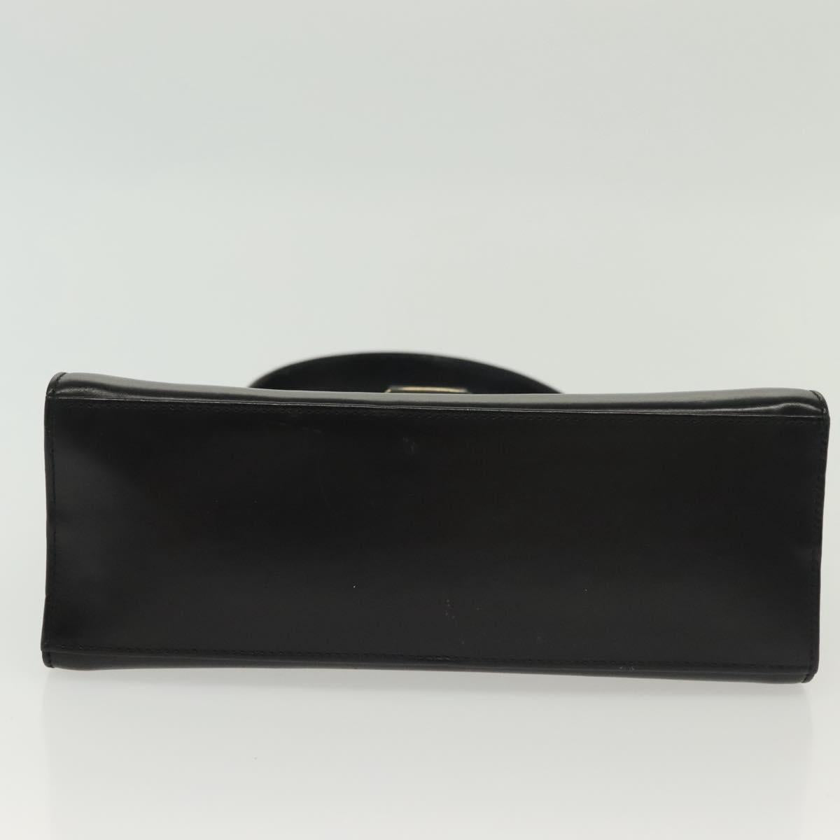 Salvatore Ferragamo Vala Hand Bag Leather Black Gold Auth BA4594