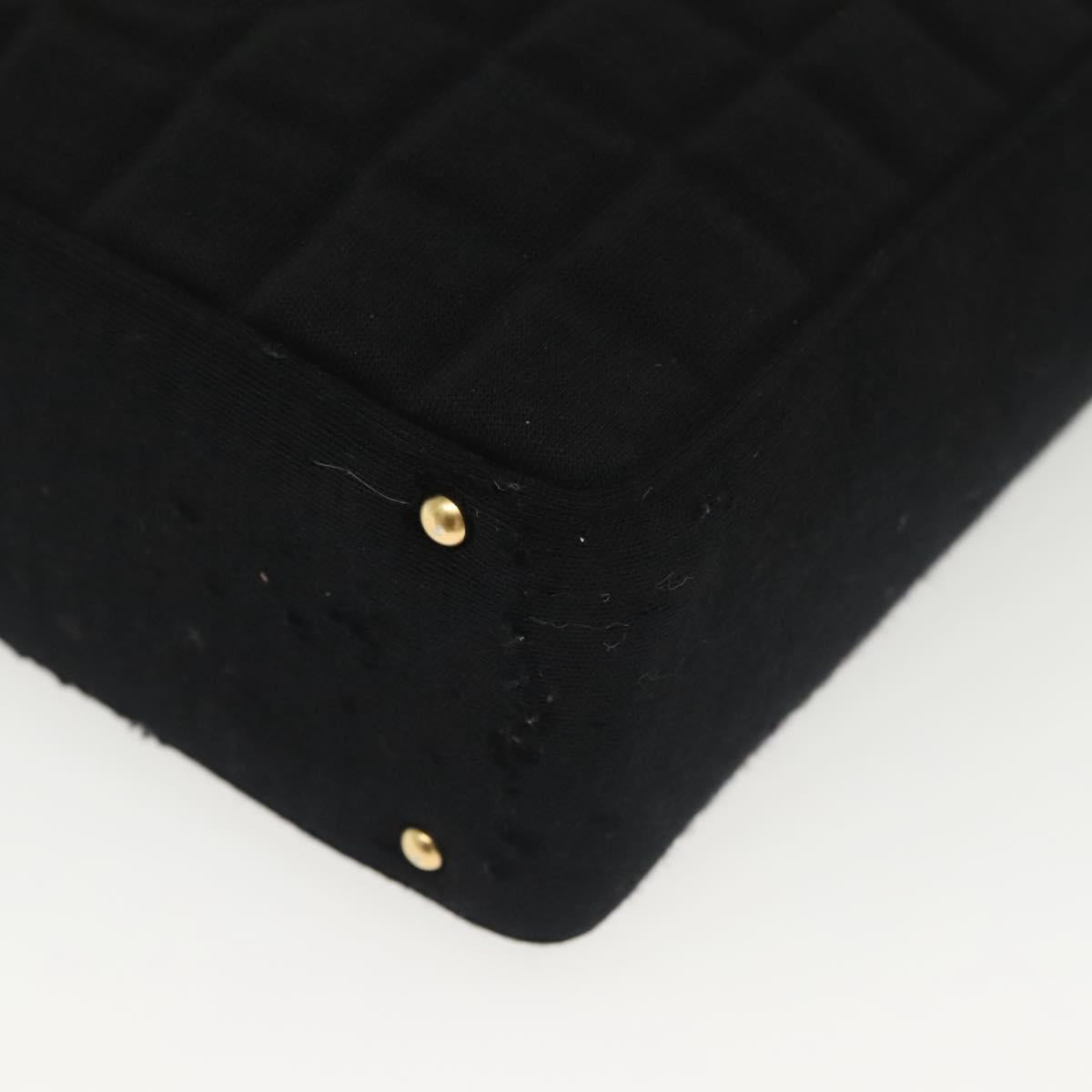 CHANEL COCO Mark Choco Bar Shoulder Bag Cotton Black Gold CC Auth BA4599