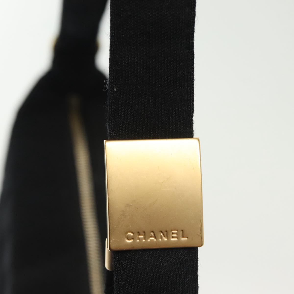 CHANEL COCO Mark Choco Bar Shoulder Bag Cotton Black Gold CC Auth BA4599