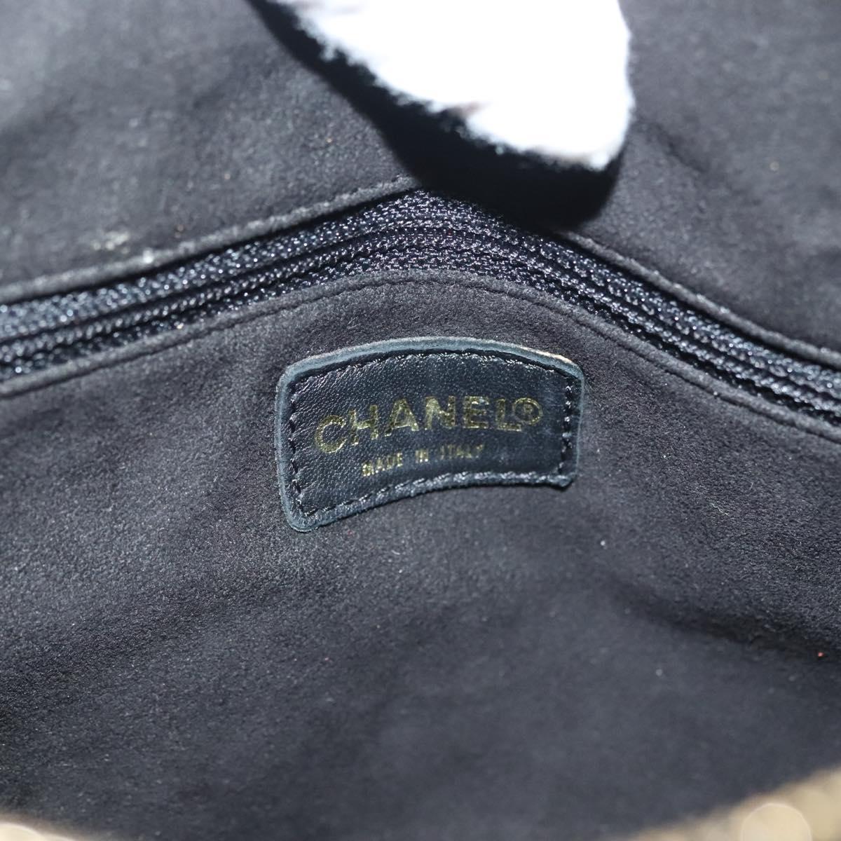 CHANEL COCO Mark Choco Bar Shoulder Bag Cotton Black Gold CC Auth BA4599