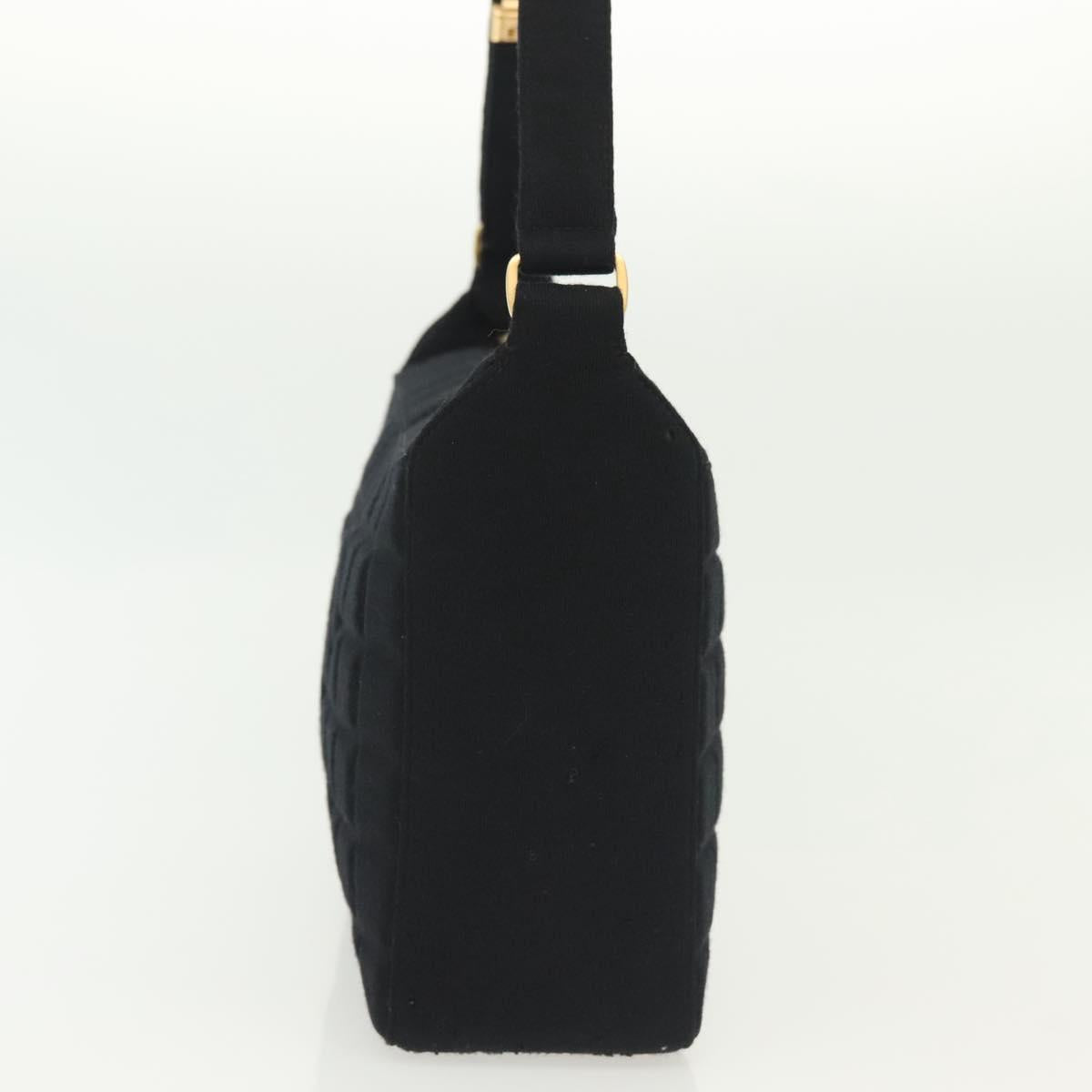 CHANEL COCO Mark Choco Bar Shoulder Bag Cotton Black Gold CC Auth BA4599