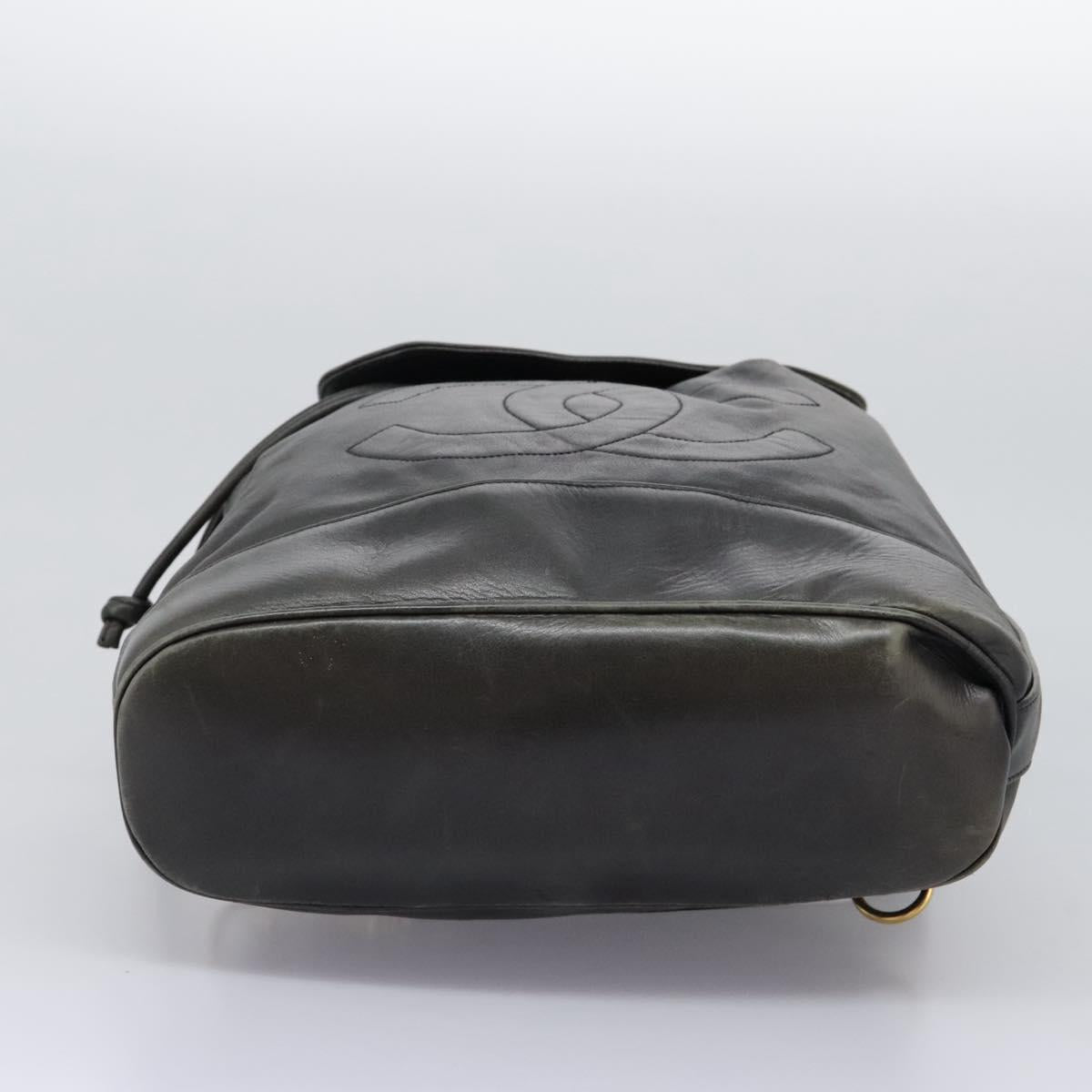 CHANEL Shoulder Bag Lamb Skin Black CC Auth BA461