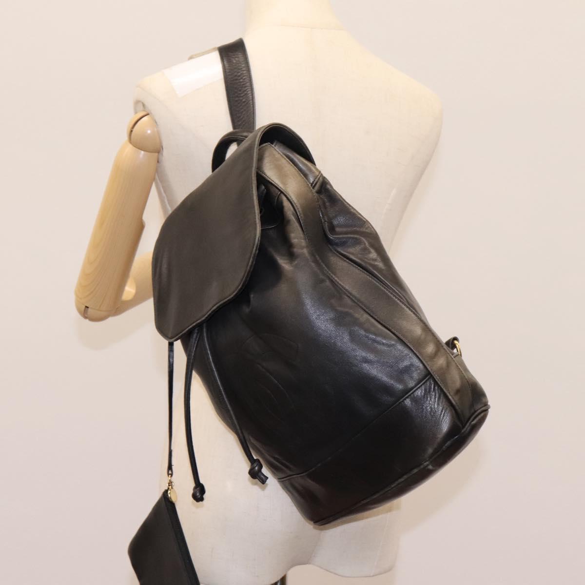 CHANEL Shoulder Bag Lamb Skin Black CC Auth BA461