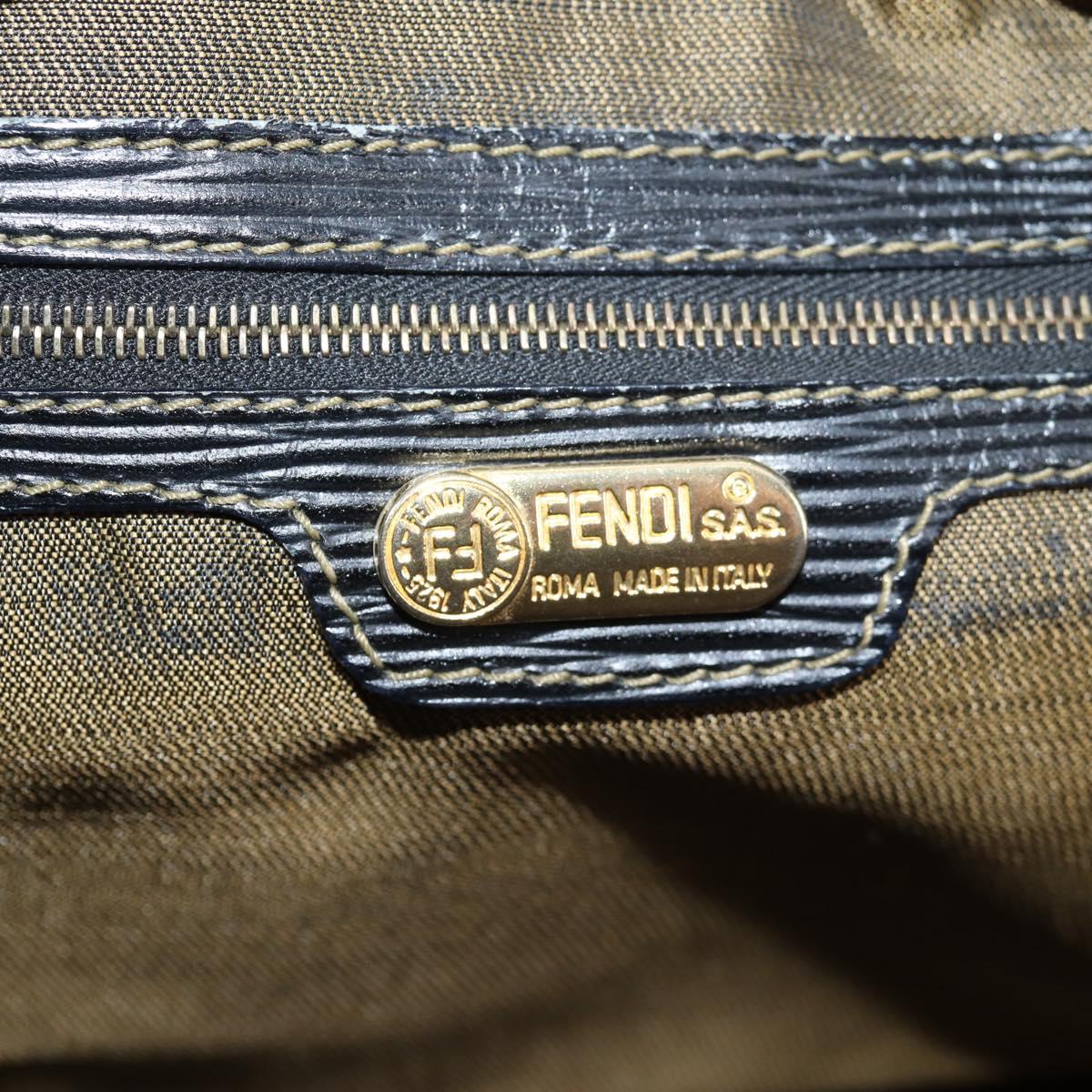 FENDI Zucca Canvas Hand Bag Black Brown gold Auth BA4615