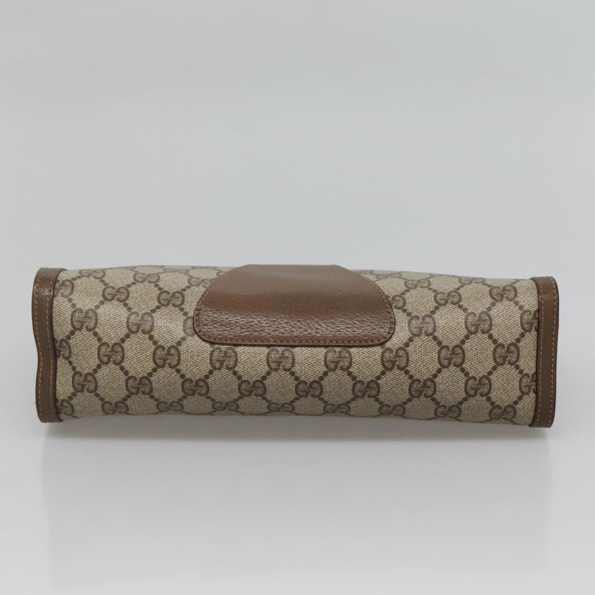 GUCCI GG Supreme Web Sherry Line Clutch Bag PVC Beige Gold 89 01 033 Auth BA4626