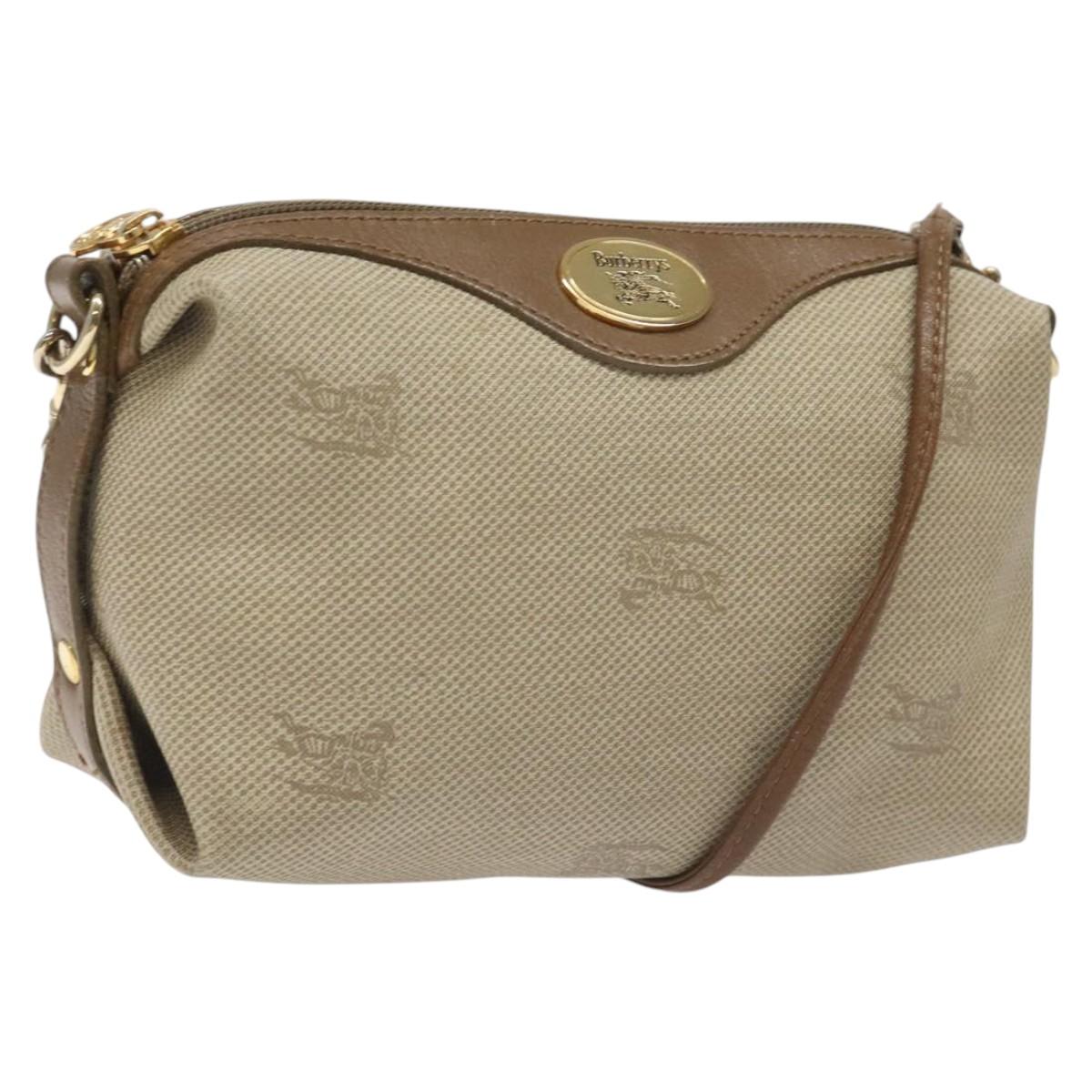 Burberrys Shoulder Bag PVC Beige Gold Auth BA464