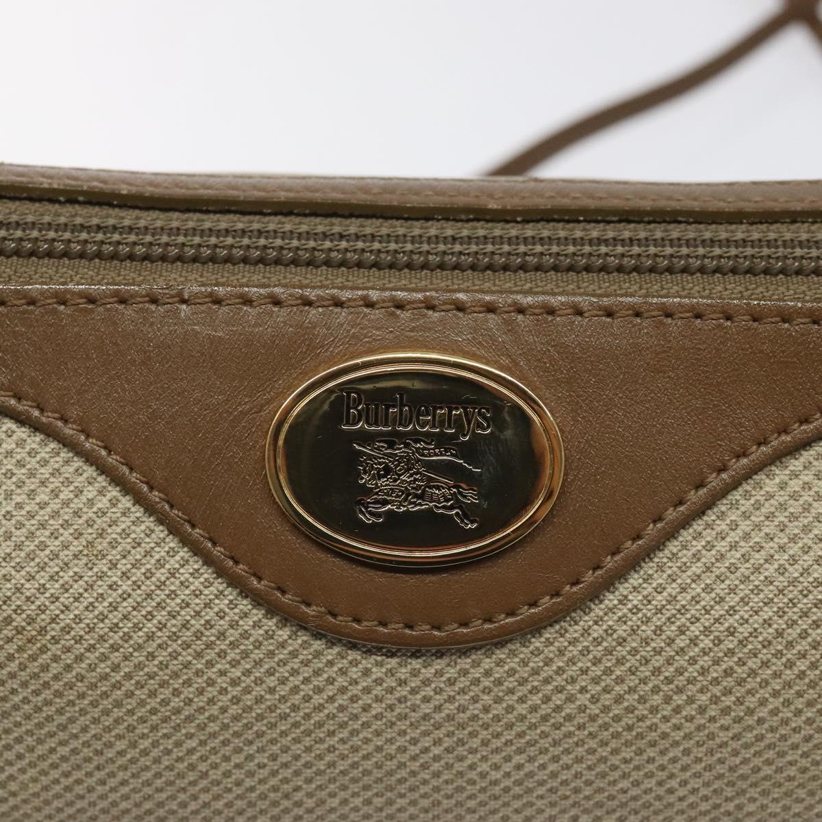 Burberrys Shoulder Bag PVC Beige Gold Auth BA464