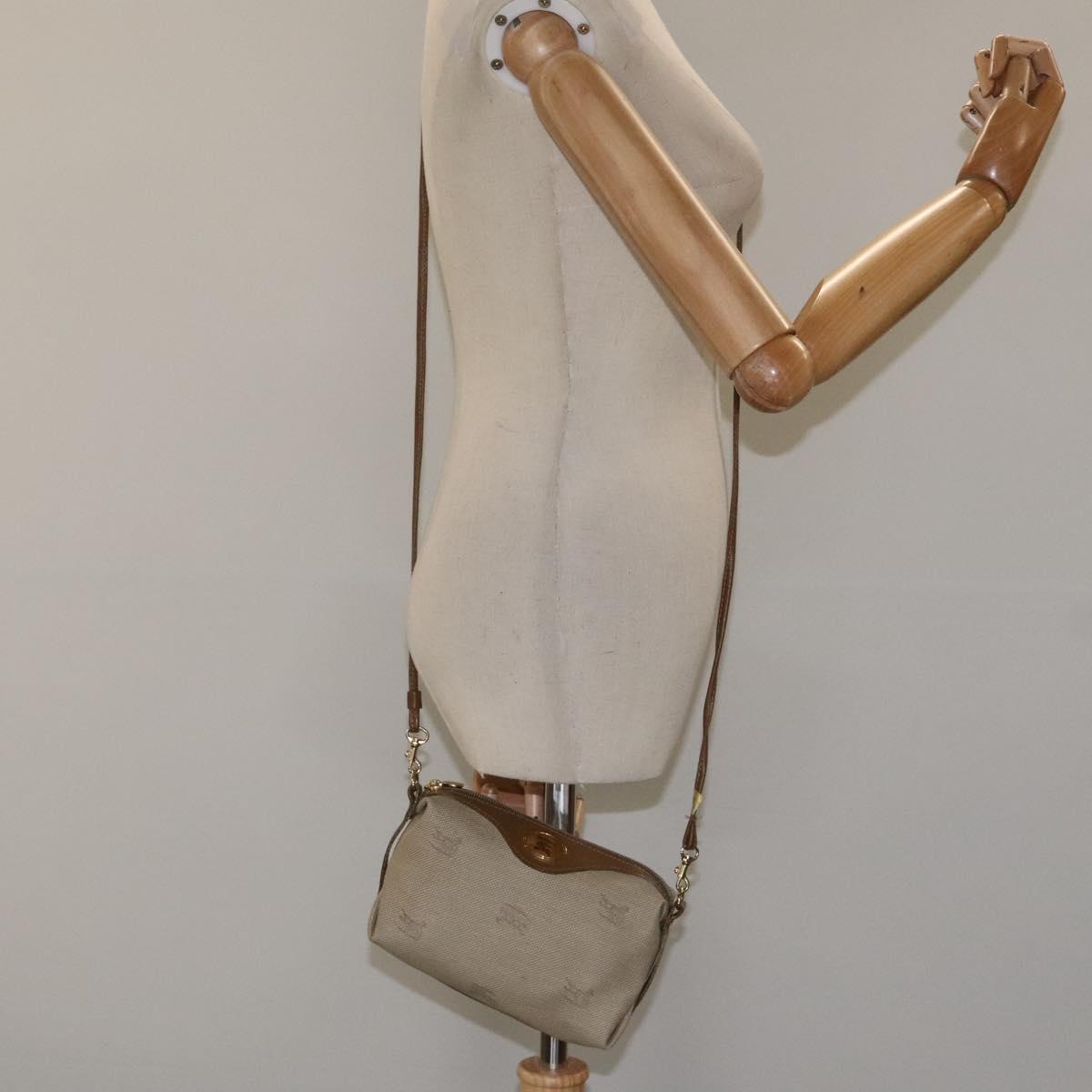 Burberrys Shoulder Bag PVC Beige Gold Auth BA464