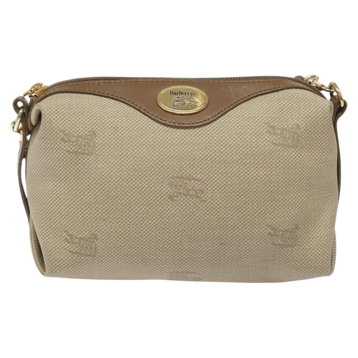 Burberrys Shoulder Bag PVC Beige Gold Auth BA464