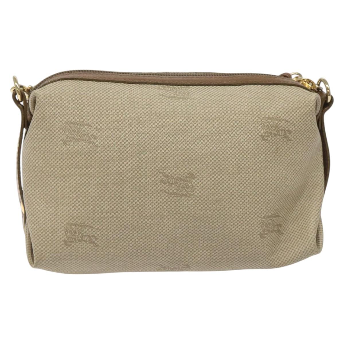 Burberrys Shoulder Bag PVC Beige Gold Auth BA464