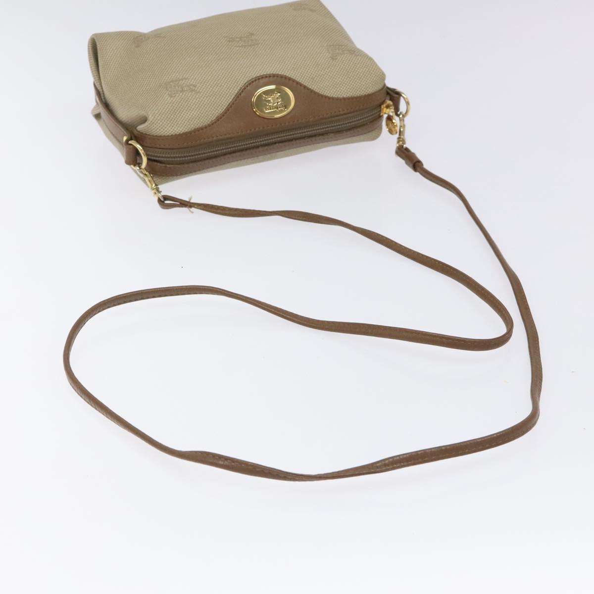 Burberrys Shoulder Bag PVC Beige Gold Auth BA464