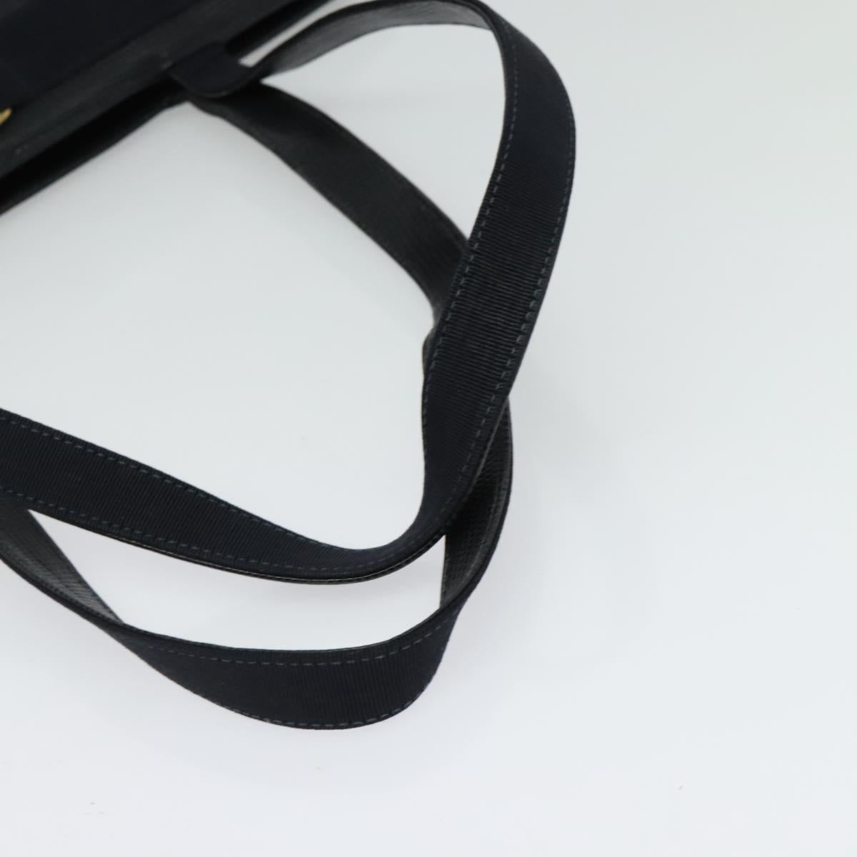 Salvatore Ferragamo Tote Bag Leather Embossed Navy Gold Auth BA4645