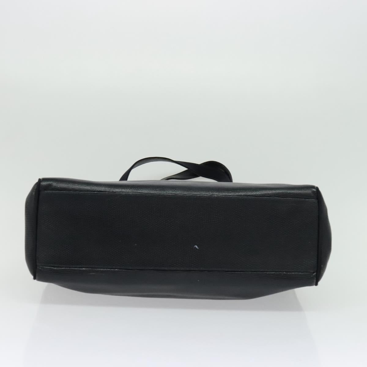 Salvatore Ferragamo Tote Bag Leather Embossed Navy Gold Auth BA4645