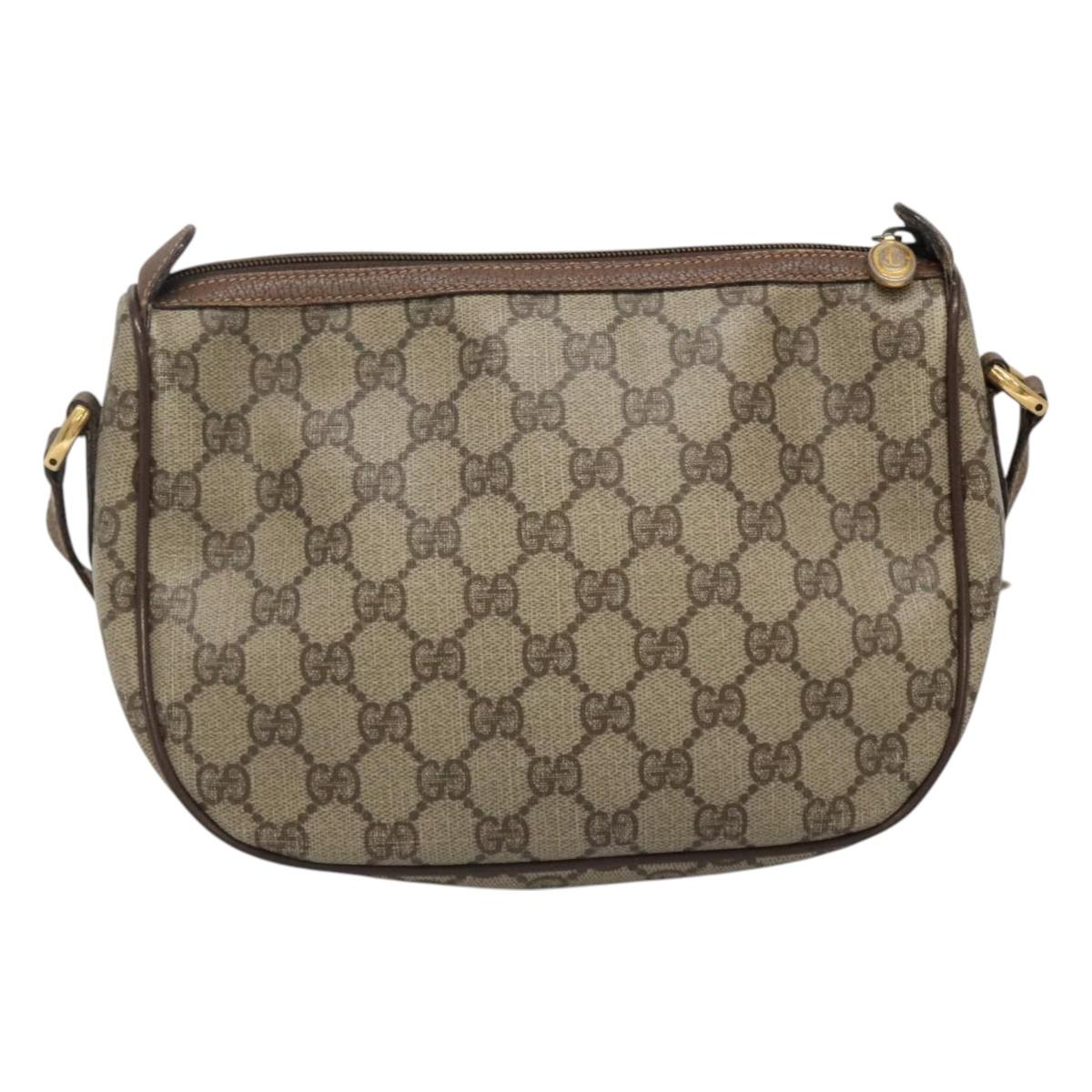 GUCCI GG Supreme Web Sherry Line Shoulder Bag PVC Beige Red 89 02 032 Auth BA465