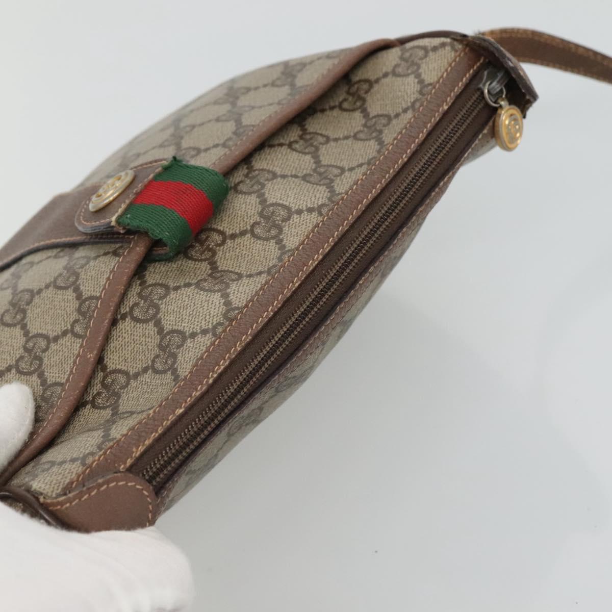 GUCCI GG Supreme Web Sherry Line Shoulder Bag PVC Beige Red 89 02 032 Auth BA465
