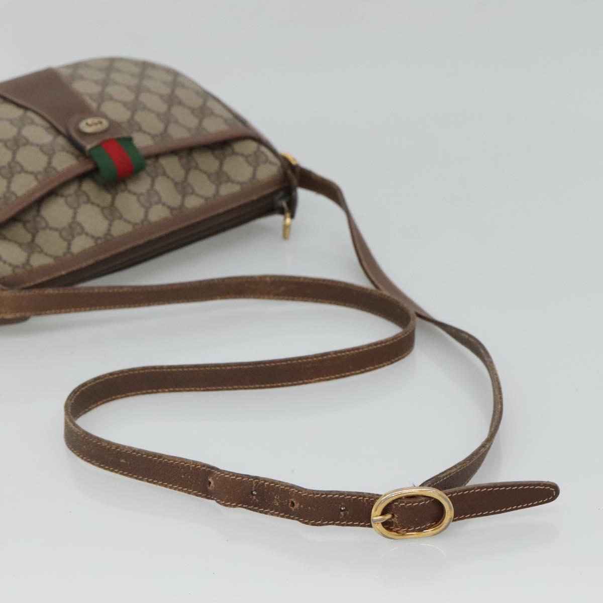 GUCCI GG Supreme Web Sherry Line Shoulder Bag PVC Beige Red 89 02 032 Auth BA465