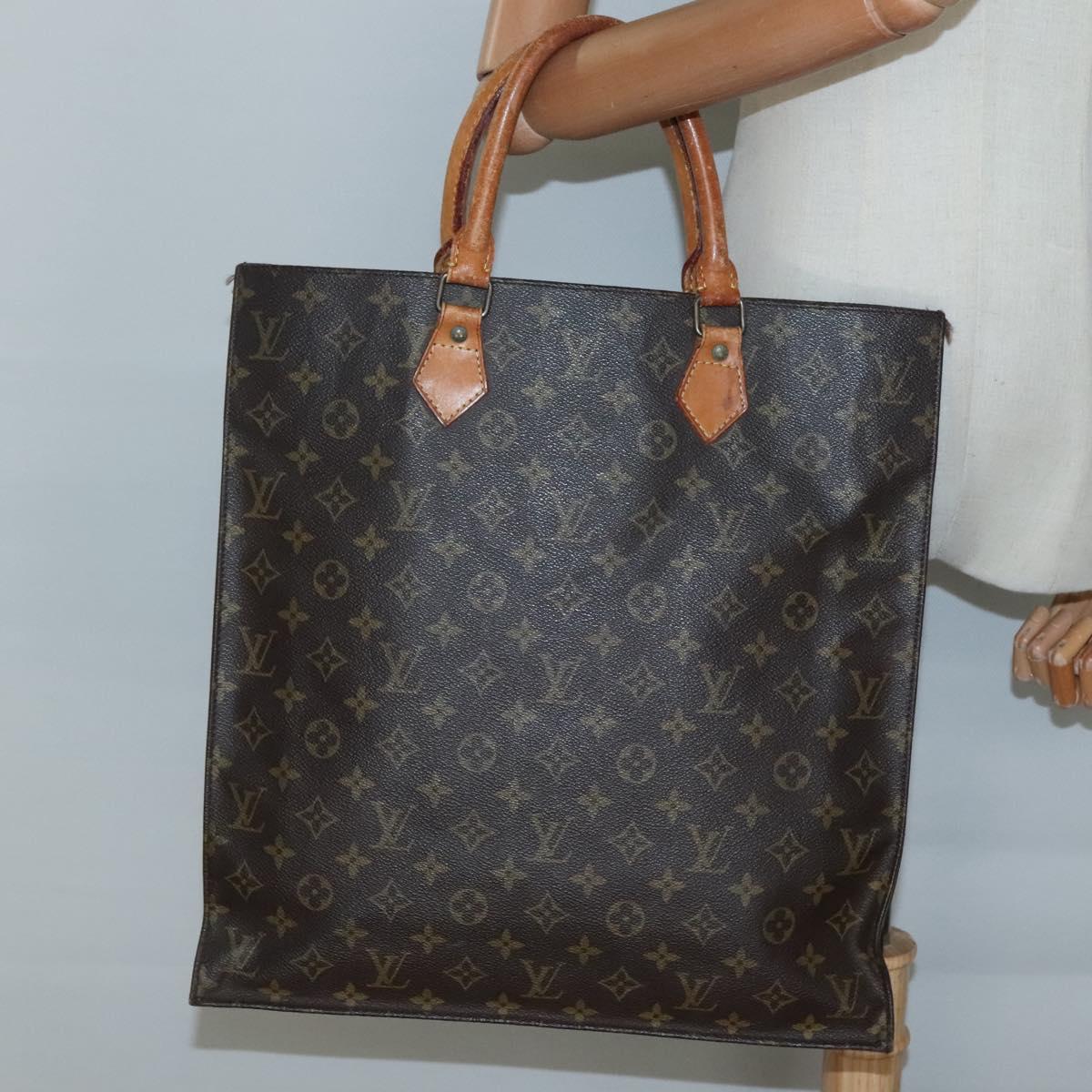 LOUIS VUITTON Monogram Sac Plat Hand Bag M51140 LV Auth BA4652