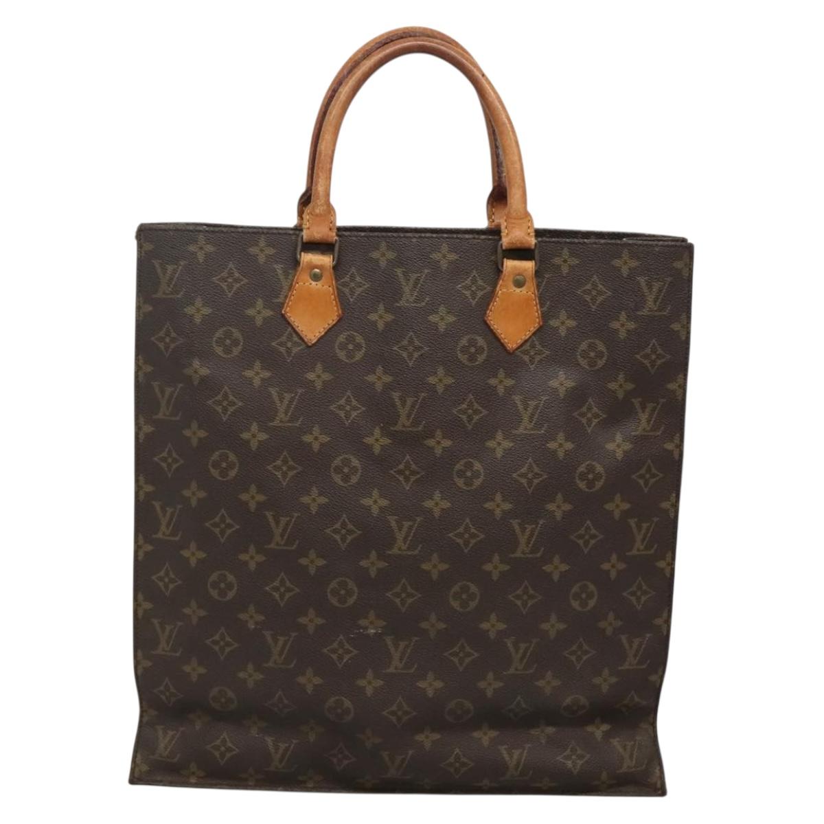 LOUIS VUITTON Monogram Sac Plat Hand Bag M51140 LV Auth BA4652