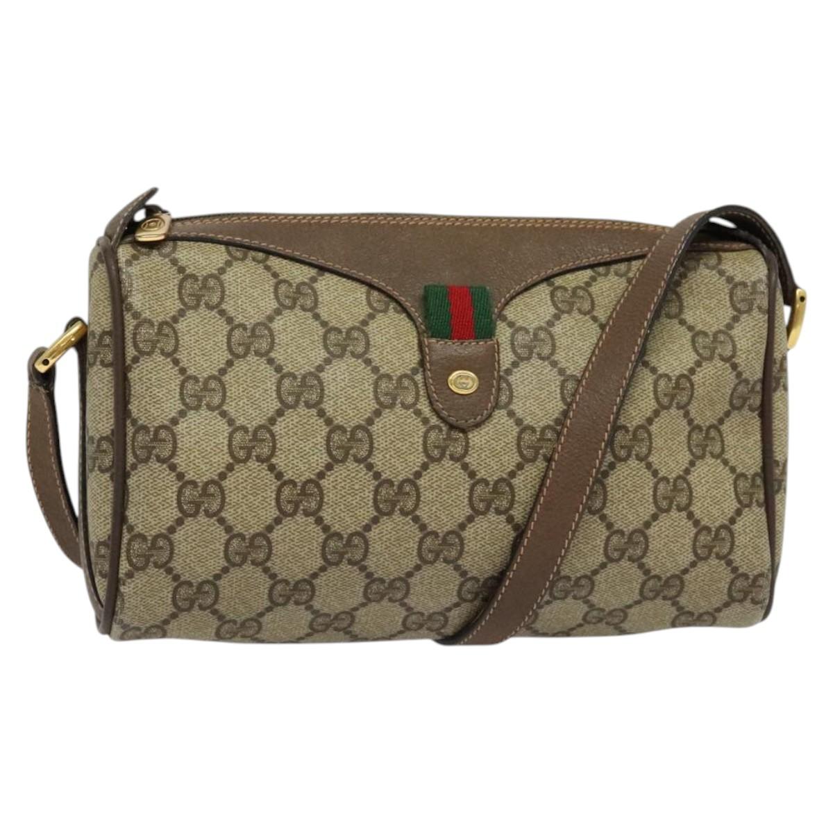 GUCCI GG Supreme Web Sherry Line Shoulder Bag PVC Beige 89 02 018 Auth BA4657