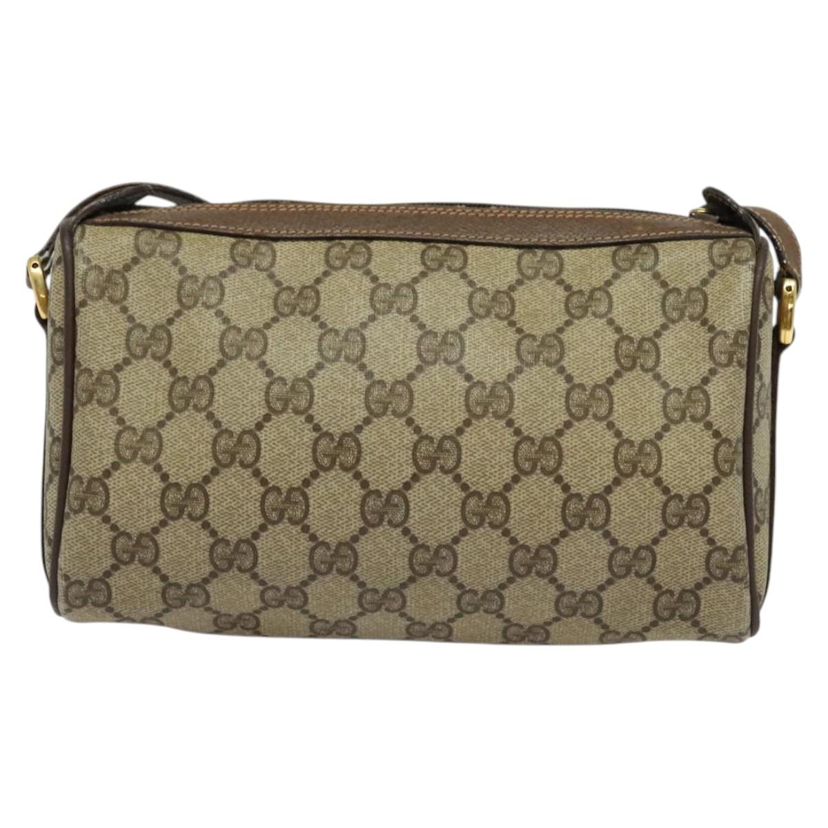 GUCCI GG Supreme Web Sherry Line Shoulder Bag PVC Beige 89 02 018 Auth BA4657