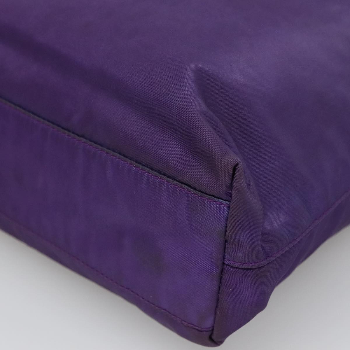 PRADA Tote Bag Nylon Purple Silver Auth BA4659