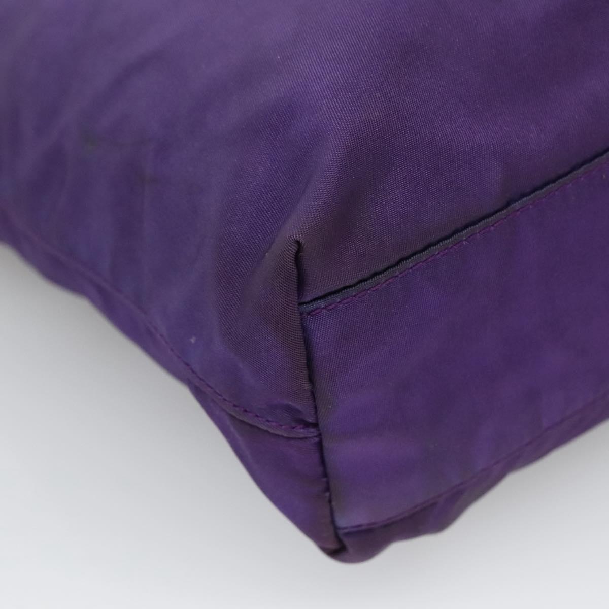 PRADA Tote Bag Nylon Purple Silver Auth BA4659