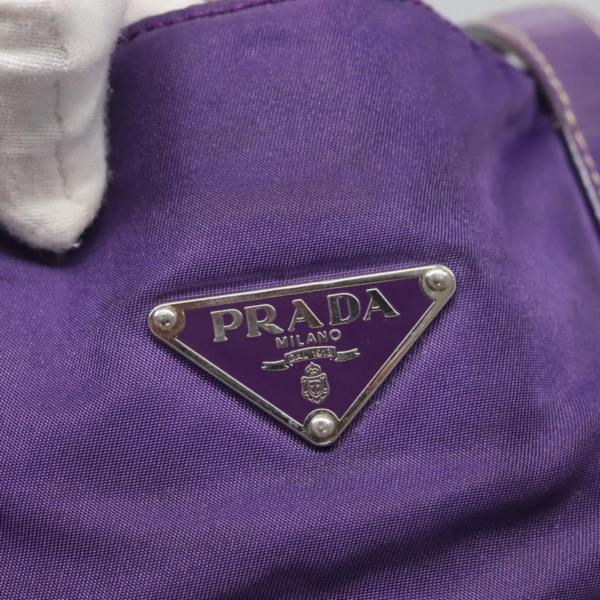 PRADA Tote Bag Nylon Purple Silver Auth BA4659