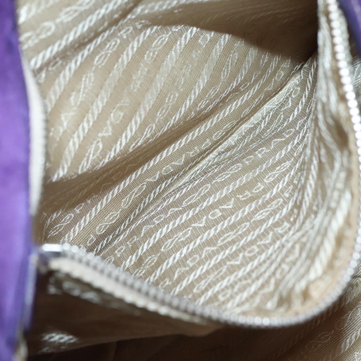 PRADA Tote Bag Nylon Purple Silver Auth BA4659