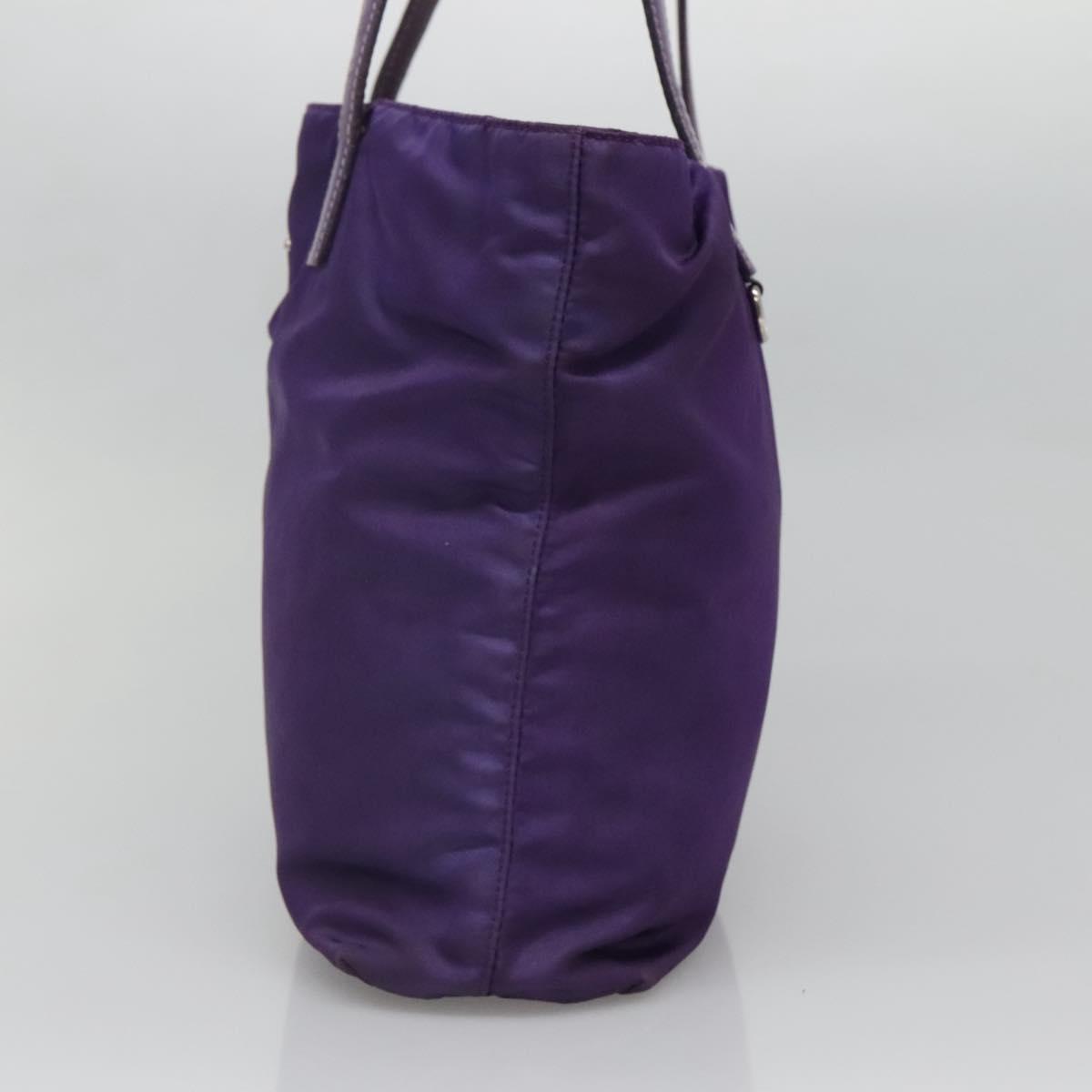 PRADA Tote Bag Nylon Purple Silver Auth BA4659