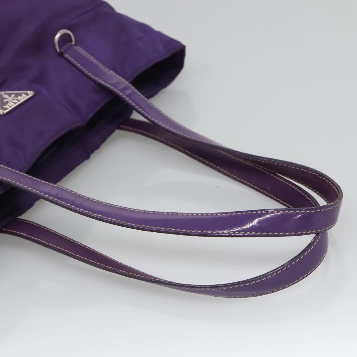 PRADA Tote Bag Nylon Purple Silver Auth BA4659