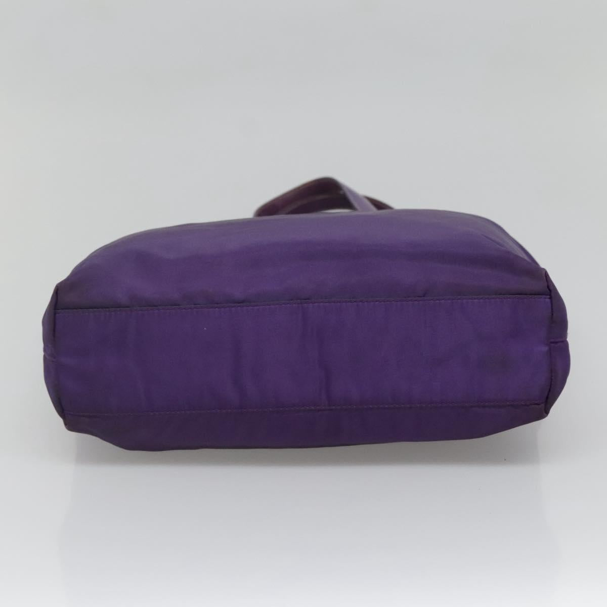 PRADA Tote Bag Nylon Purple Silver Auth BA4659