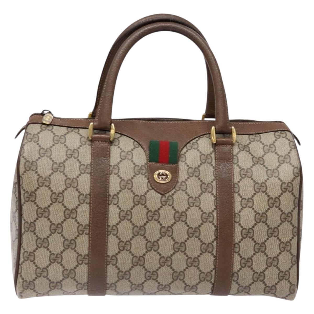 GUCCI GG Supreme Web Sherry Line Hand Bag PVC Beige Gold 40 02 007 Auth BA4667