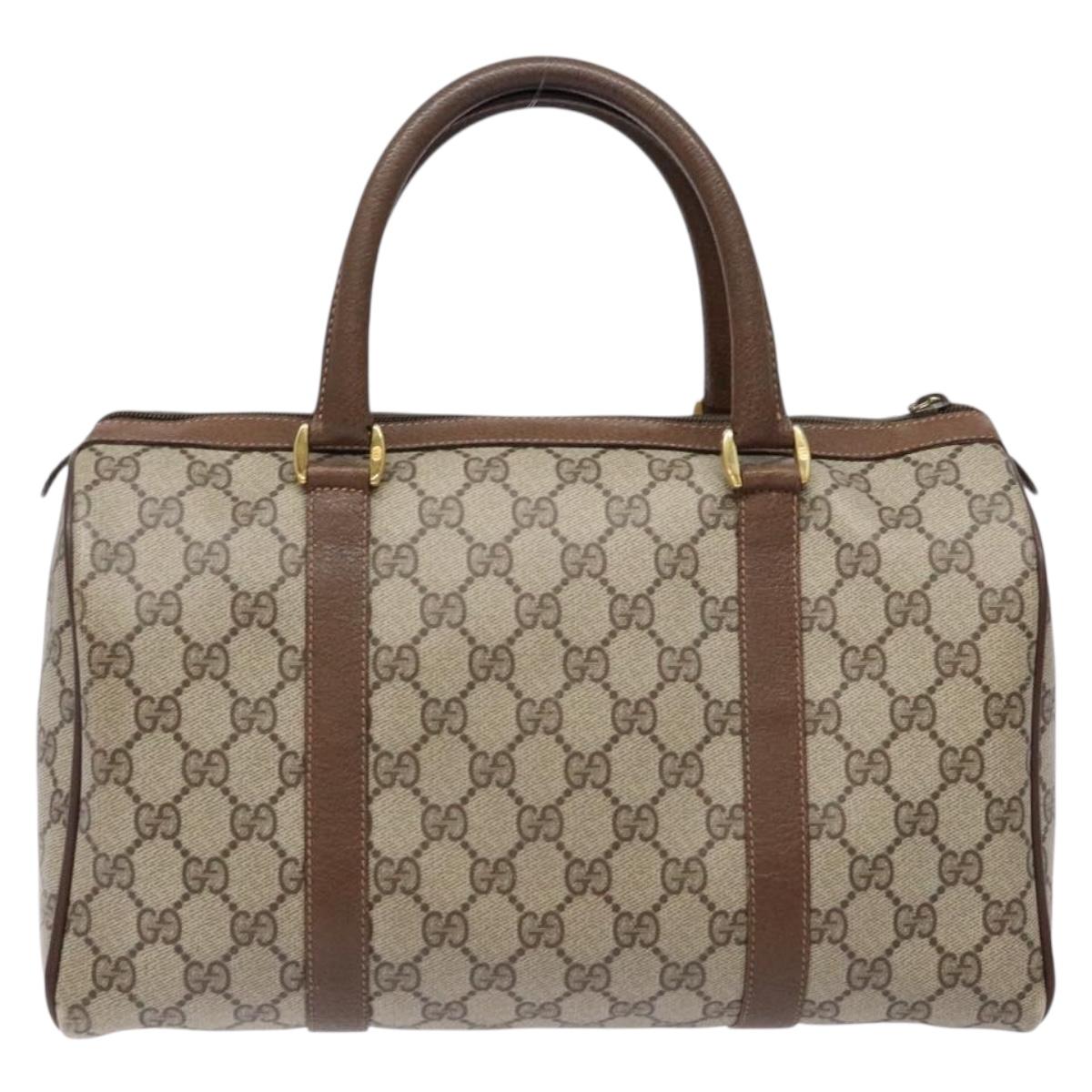 GUCCI GG Supreme Web Sherry Line Hand Bag PVC Beige Gold 40 02 007 Auth BA4667
