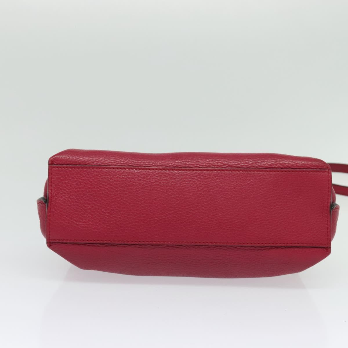 GUCCI Bamboo Daily Hand Bag Leather 2way Red Silver 370831 Auth BA4678