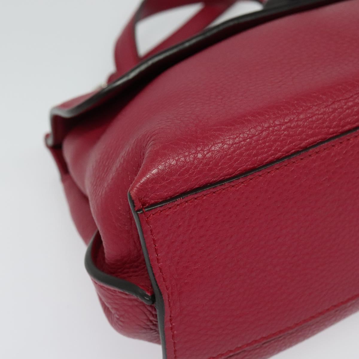 GUCCI Bamboo Daily Hand Bag Leather 2way Red Silver 370831 Auth BA4678