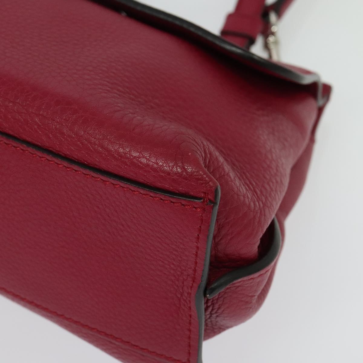 GUCCI Bamboo Daily Hand Bag Leather 2way Red Silver 370831 Auth BA4678