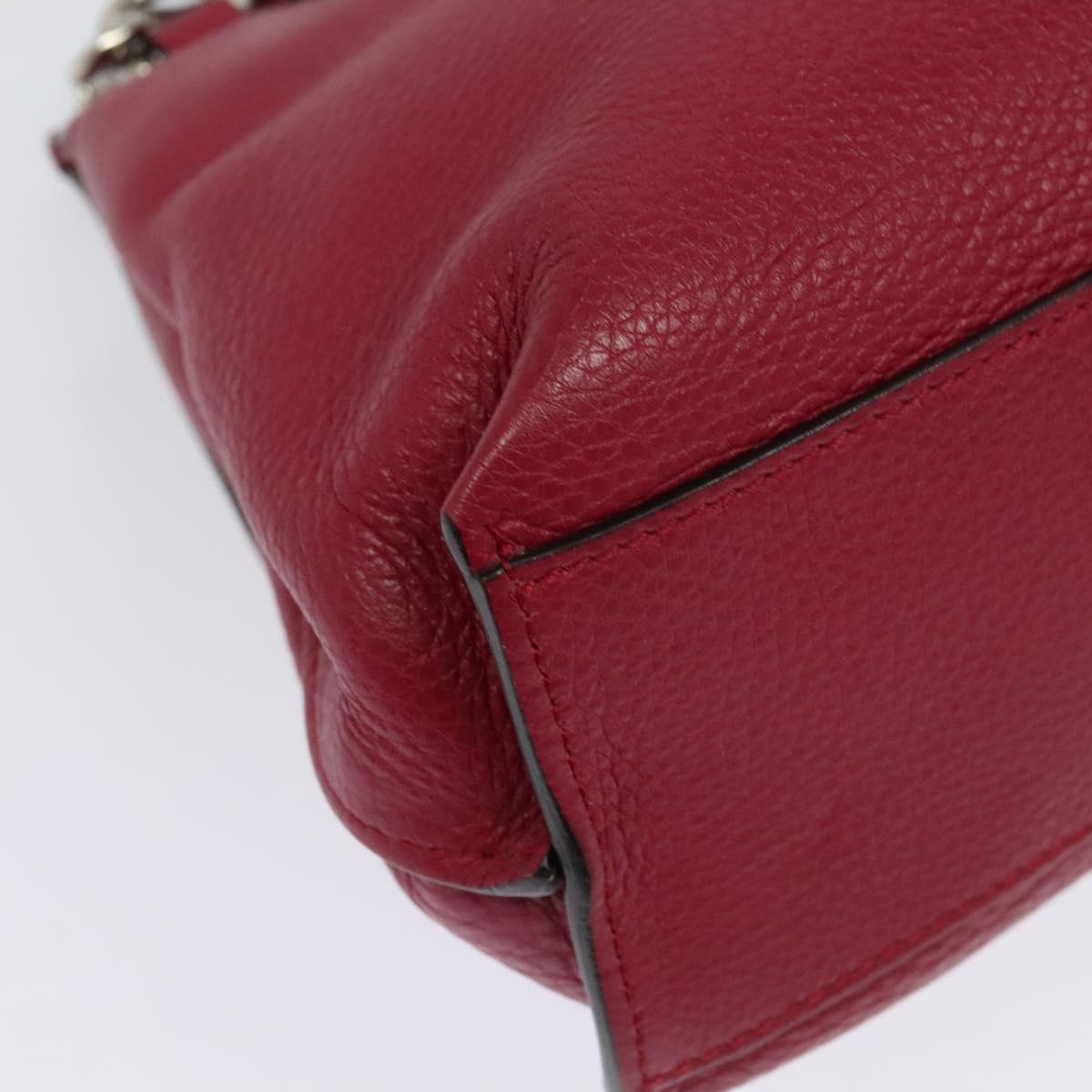 GUCCI Bamboo Daily Hand Bag Leather 2way Red Silver 370831 Auth BA4678