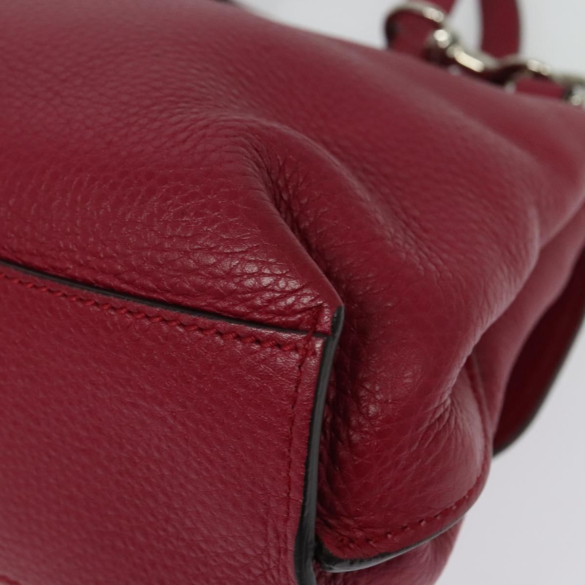 GUCCI Bamboo Daily Hand Bag Leather 2way Red Silver 370831 Auth BA4678