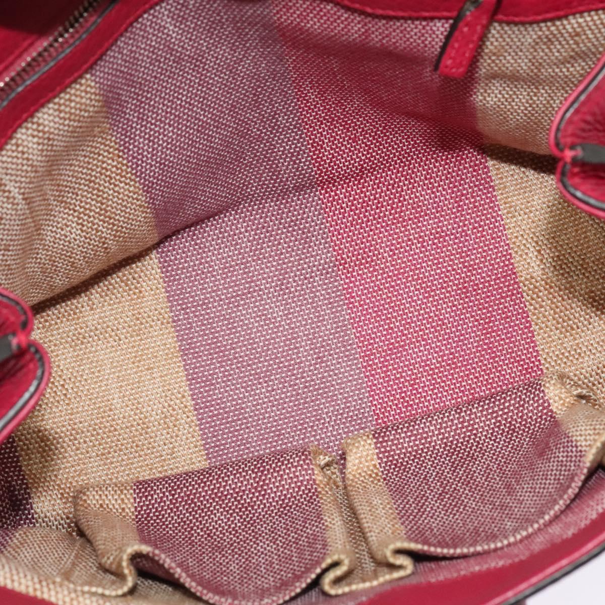 GUCCI Bamboo Daily Hand Bag Leather 2way Red Silver 370831 Auth BA4678