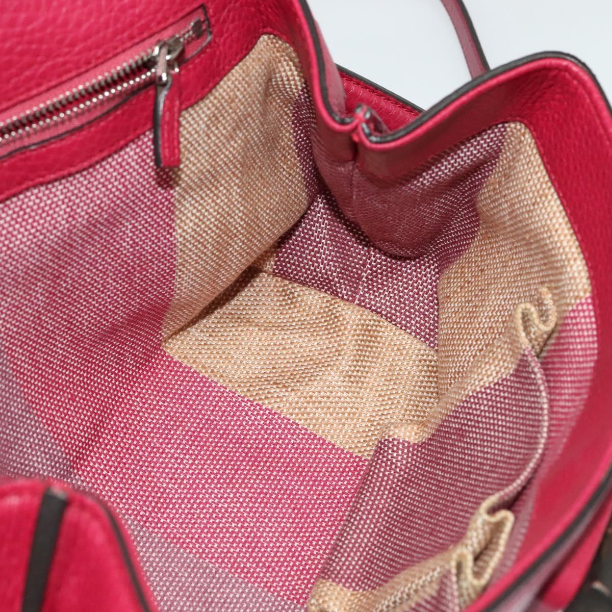 GUCCI Bamboo Daily Hand Bag Leather 2way Pink Silver 370831 Auth BA4678