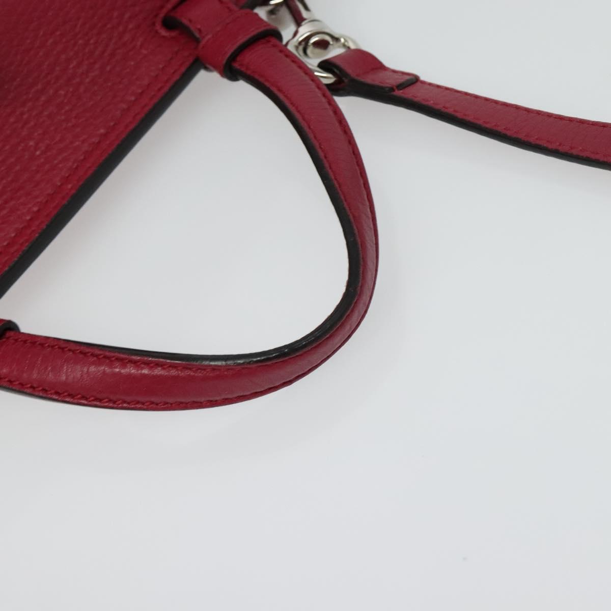 GUCCI Bamboo Daily Hand Bag Leather 2way Red Silver 370831 Auth BA4678