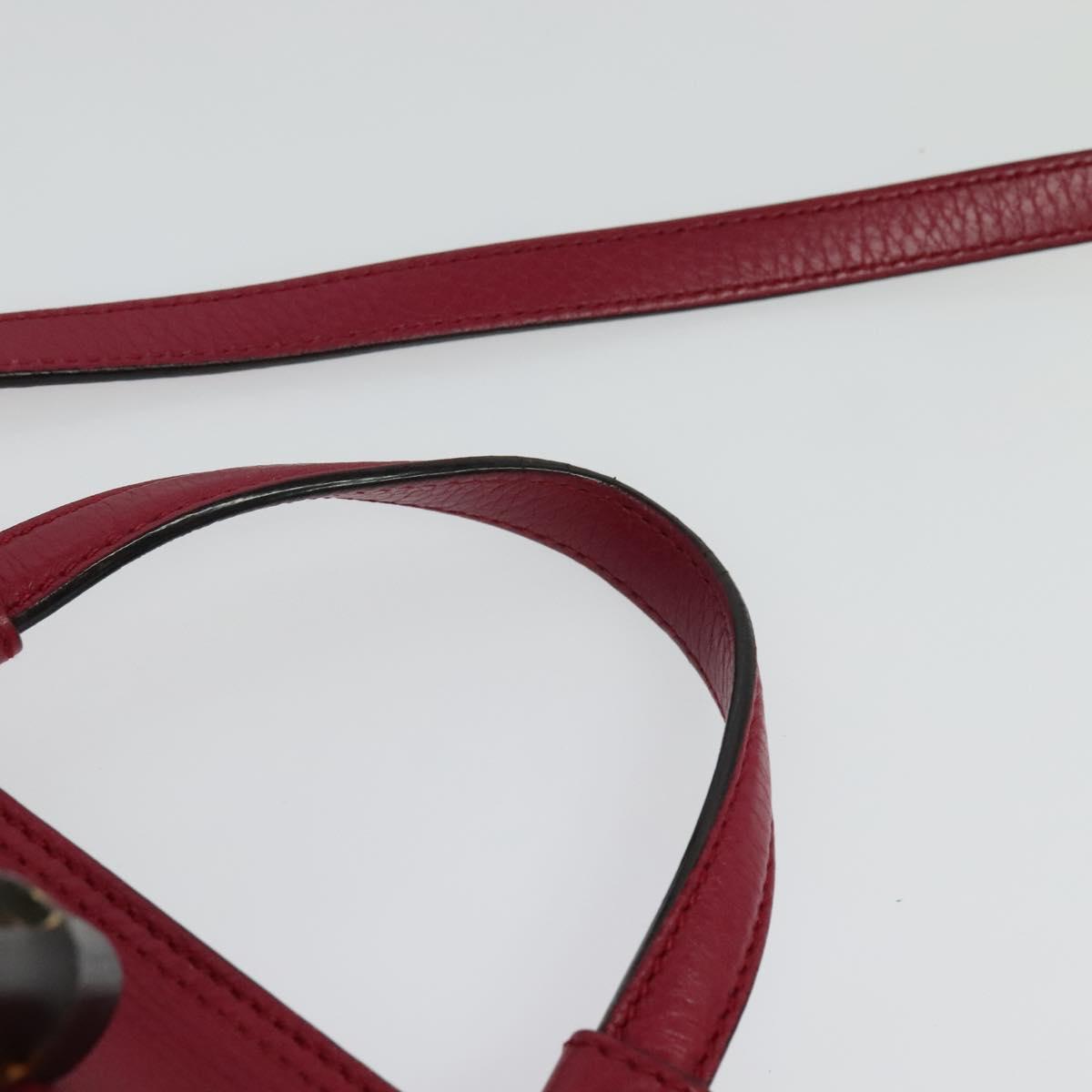 GUCCI Bamboo Daily Hand Bag Leather 2way Red Silver 370831 Auth BA4678