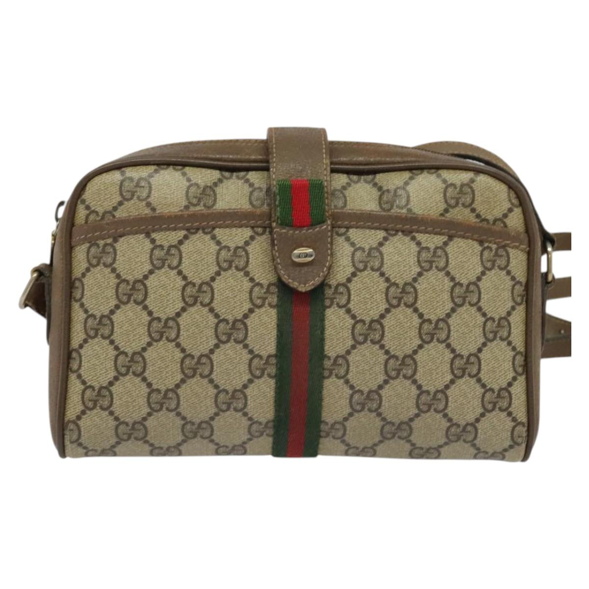 GUCCI GG Supreme Web Sherry Line Shoulder Bag PVC Beige 89 02 055 Auth BA4680