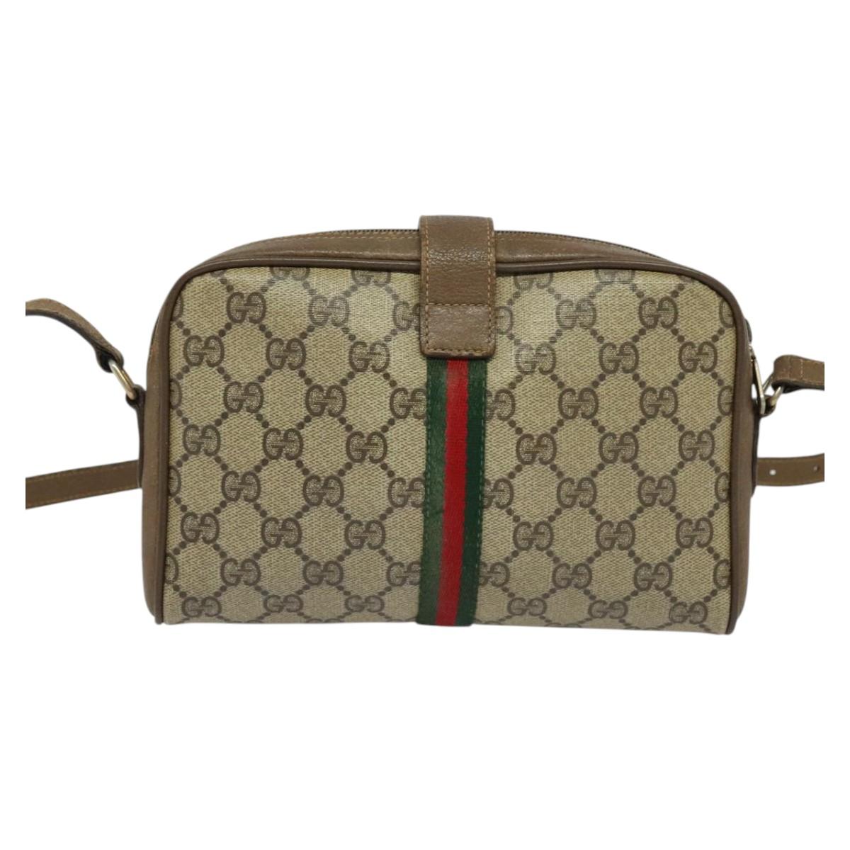 GUCCI GG Supreme Web Sherry Line Shoulder Bag PVC Beige 89 02 055 Auth BA4680