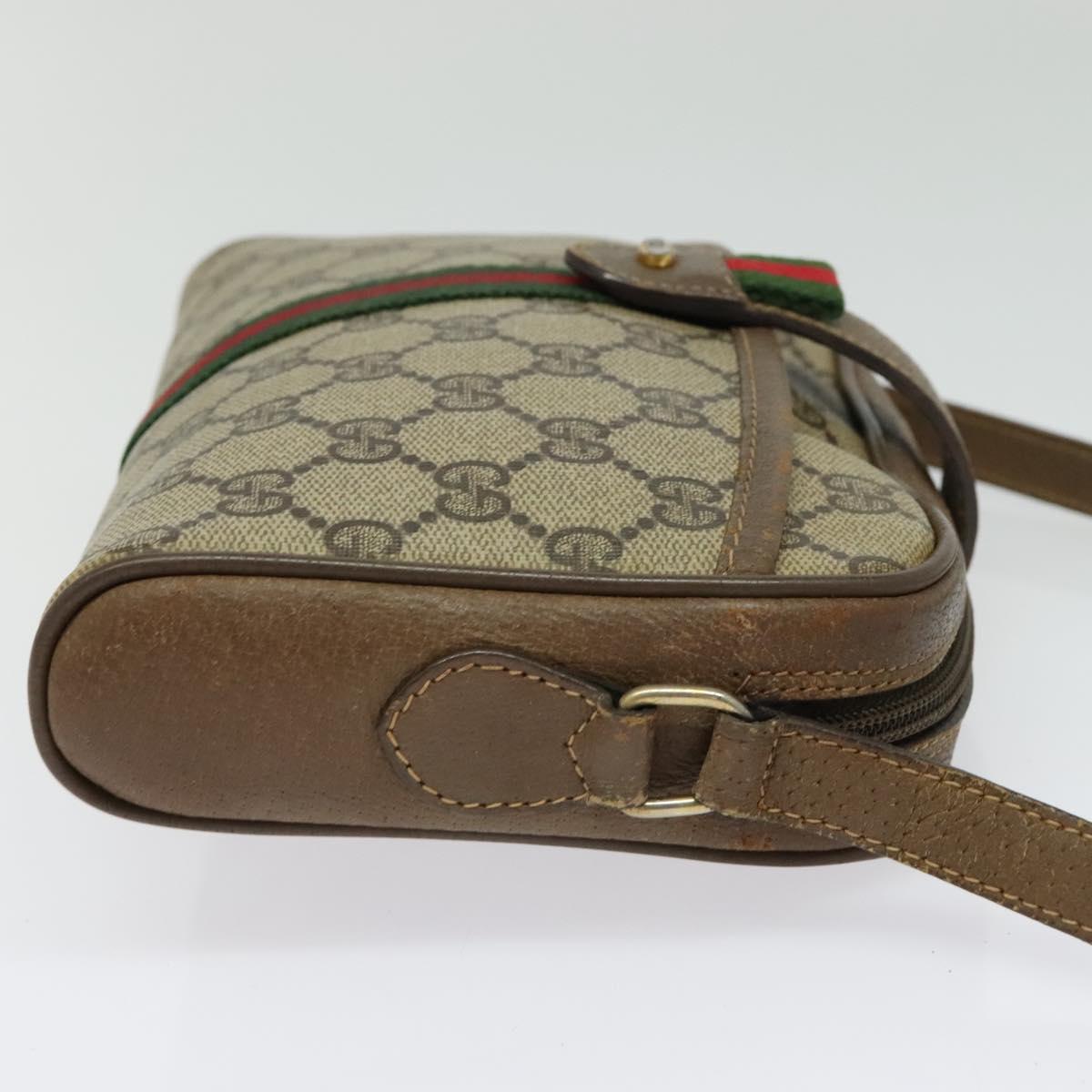 GUCCI GG Supreme Web Sherry Line Shoulder Bag PVC Beige 89 02 055 Auth BA4680