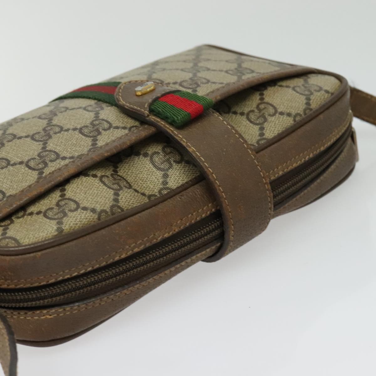 GUCCI GG Supreme Web Sherry Line Shoulder Bag PVC Beige 89 02 055 Auth BA4680