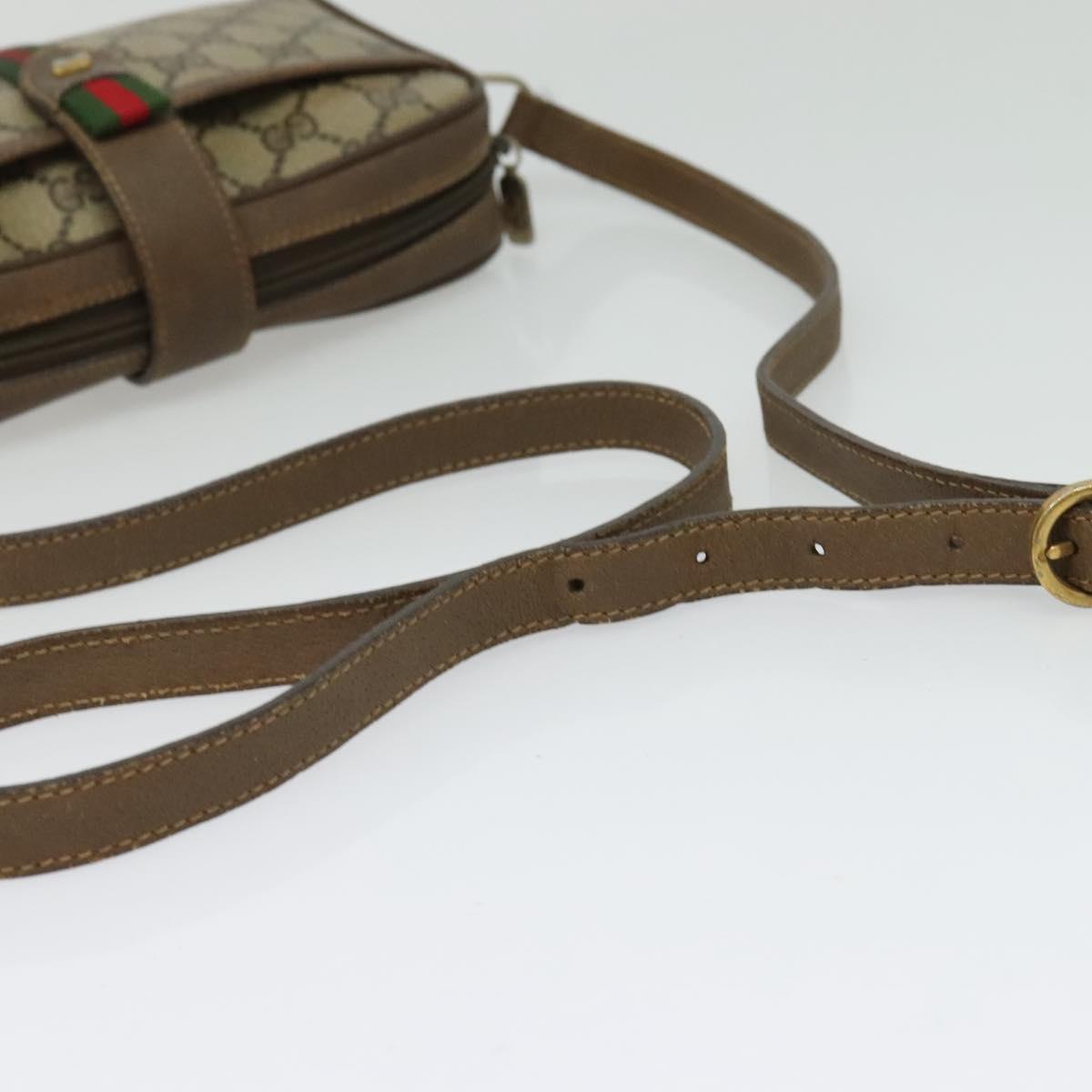 GUCCI GG Supreme Web Sherry Line Shoulder Bag PVC Beige 89 02 055 Auth BA4680