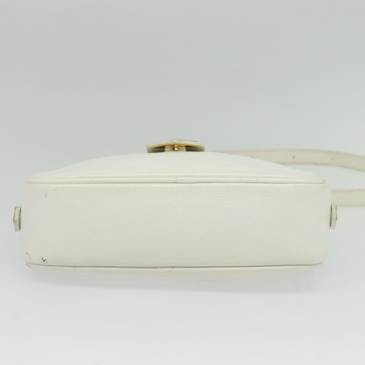 SAINT LAURENT Shoulder Bag Leather White Gold Auth BA4681