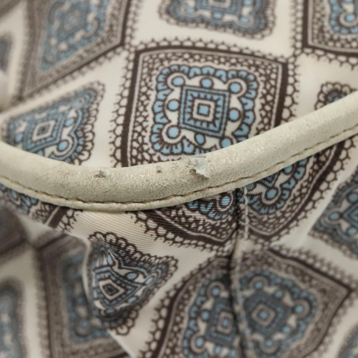 PRADA Shoulder Bag Nylon Beige Silver Auth BA4686